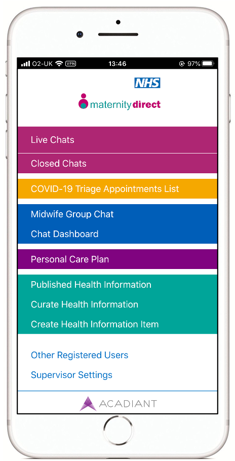 Maternity Direct, midwife view